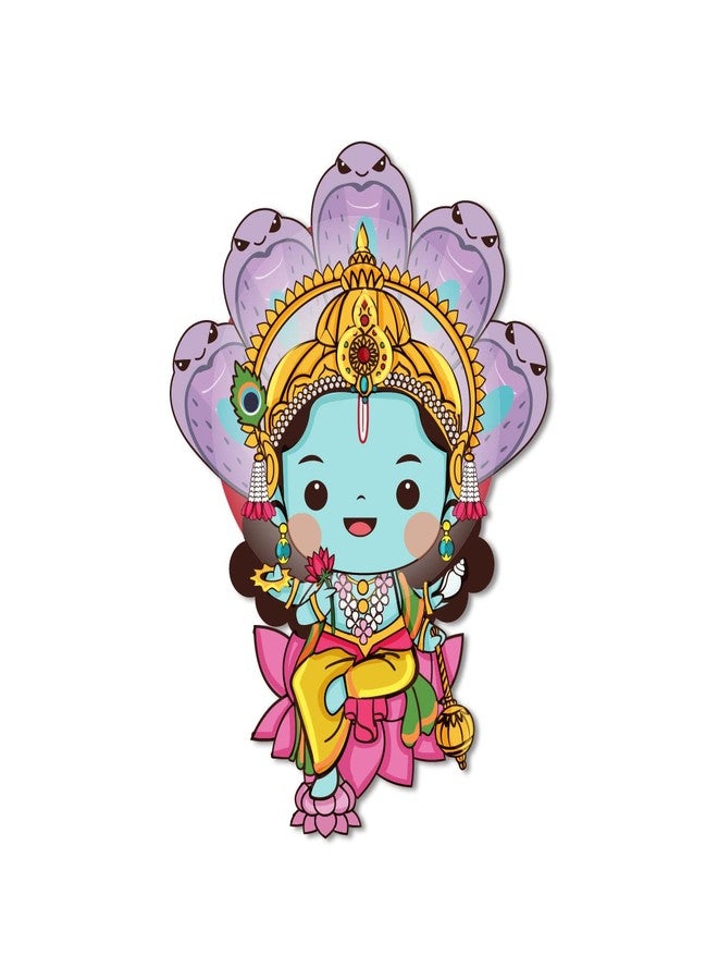 Bhai Please Lord Vishnu Wooden Fridge Magnet (Pack of 1) Hindu God, Spiritual, Divine, Devotional, Bhagwan Gift and Decorations - Image 1